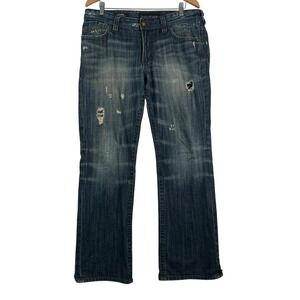 VTG Affliction Cooper‎ Relaxed Bootcut Distressed Denim Jeans Blue 34 Destroyed